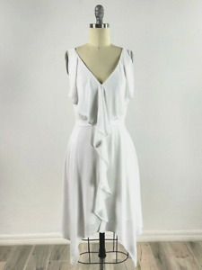 BCBG MAXAZRIA NWT $170 Jessica White Ruffle Sleeveless Lined Formal Dress Size 2