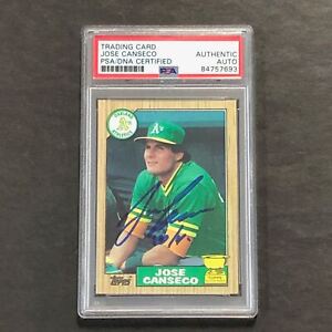 1987 Topps Baseball #620 Jose Canseco Signed Card PSA Slabbed Auto A's 40/40