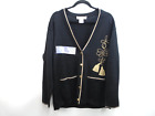 CARIOLO Vintage 80's Italian Wool Cardigan Black/Gold Women Size M Made in Italy