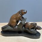Mary Regat “Basic Training” Bronze Sculpture Beaver Mother And Pups 17/75