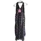 Rabbit Designs Womens Sz 8 Vintage Y2K Halter Style Dress Black Pink Polka Dot