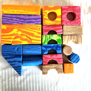 Colorful Wood Grain Foam Building Blocks 20 Pieces Set Toddler / Kids 2+