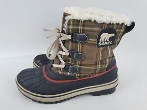Sorel Tivoli Plaid Duck Womens Size 9 Winter Snow Waterproof Boots NL 1935-248