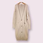 Free People Beach Beige Knit Long Maxi Duster Cardigan Sweater SMALL Pockets