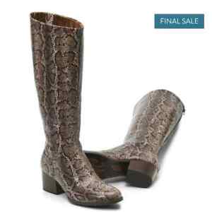 NWT BORN Audriana Brown Snake Print Leather Heeled Boots