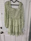 Lulus Womens Long Sleeve Green Mini Dress/ Size L / New With Tags