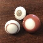 Lot of 3 antique CHINA  buttons  with BIRD CAGE shanks~ small ~7/16
