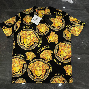 Mens Versace T Shirt Black & Gold American All Size