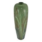 Ephraim Faience 2000 Hand Made Experimental Pottery Cattail Green Ceramic Vase