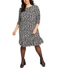 Tommy Hilfiger Women's Plus Size Petal-Print Jersey Dress (Black/Whitecap, 16W)