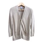 Chico’s Cardigan Womens XL 3 Longline One Button Bamboo Beige Chunky Pockets