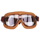 Vintage Leather Goggles Flying Pilot Retro Motorcycle Eyewear Clear Lens Cycling