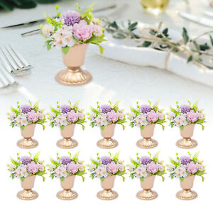 10pcs DIY Retro Gold Flower Trumpet Vases Tabletop Wedding Centerpieces Decor