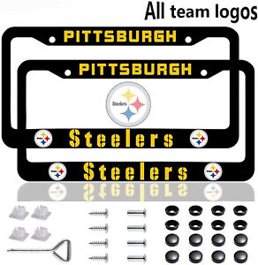 Pittsburgh Steelers 2PCS License Plate Frame Chrome Car Pickup Tag Cover Gift