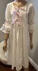 Cottage Core Prairie Cotton Nightgown With Satin Ribbons White Lace Details