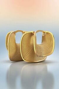 Large Hoop Earrings in 14K Yellow Gold Over Square Shape Earrings For Women's