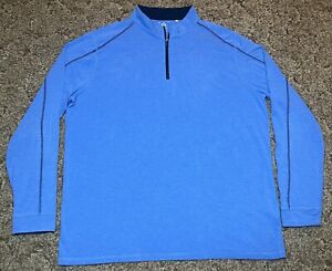 Tasc Bamboo Sweater Mens XXL Blue 1/4 Zip Pullover Jacket Golf Performance