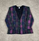 Vintage Koret Career Women’s Checkerboard Multicolor Mohair Cardigan Sweater