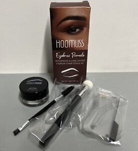 Hoomuss Eyebrow Pomade Brown Waterproof Stamp 10 pc Stencil Kit w/Brush Set