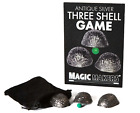 Deluxe ANTIQUE SILVER THREE SHELL GAME Metal 3 Set Magic Trick Bar Bet Nut + Bag