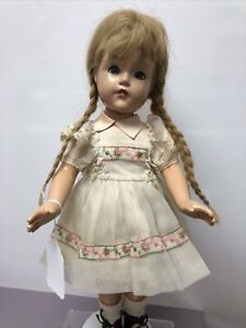 18” Vintage Effanbee Little Lady Anne Shirley Compo Doll HH Wig Blonde Braids #S