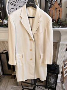 KITON men's topcoat overcoat coat 100% cashmere ivory / soft beige EU 56L US 44L