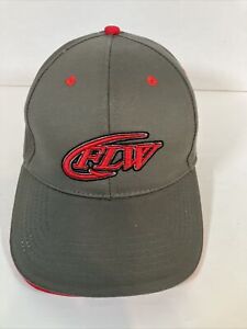 FLW Fishing Hat Cap Baseball Adult Strap Back gray/red