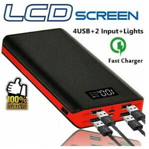 900000MAH Portable Power Bank LCD LED 4 USB Battery Charger For Mobile Phone