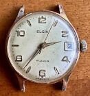 Vintage Mens Elgin Date Wrist Watch For Repair  Runs