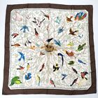 GUCCI 1960s Vintage Large Silk Bird Pattern 86x86 scarf Beige 4-0413G◎