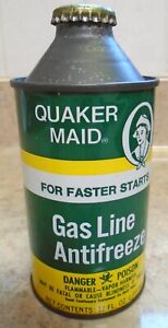 VINTAGE CONE TOP QUAKER MAID ANTI-FREEZE EMPTY CAN POISON SKULL & CROSSBONE