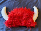 VIKING Red Furry Warrior Hat with Horns Costume Halloween Theater
