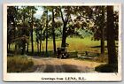 Vintage Greetings From Lena Illinois White Border Postcard D3