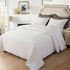 New Listing3Pcs Leaves Embossed Quilted Bedspread Reversible Queen Size Coverlet Bed Throw