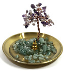 Money Tree Rock Garden Incense Burner Purple & Aqua Semi Precious Stones