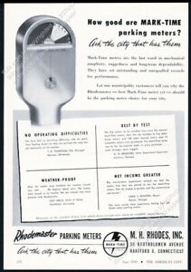 1949 Rhodes Mark-Time parking meter photo vintage trade print ad 1