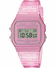 Casio F91WS-4, Digital Chronograph Watch, Pink Jelly Resin Band, Alarm, Date,NEW
