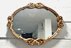 New ListingVintage Homeco 1988 Victorian Style Mirror Gold Hearts Bows Made in USA CL