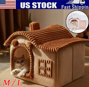 Cat House Warm Plush Pet Cat Puppy Dog Bed Cushion for Small Dogs Sleep Kennel