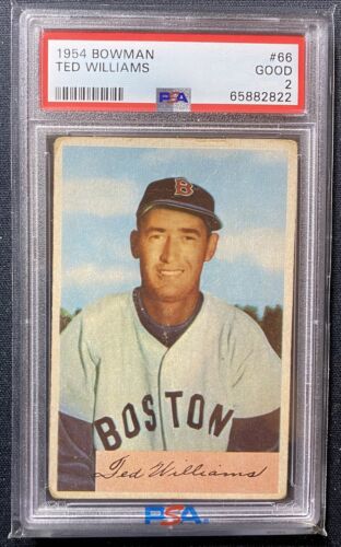 1954 Bowman Ted Williams #66 Graded PSA 2! Centered! New Slab! Great Color! SP!