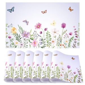 100 Pack Disposable Spring Summer Floral Paper Place Mats 11 x 17 Inch Dispos...
