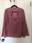 TORY BURCH Hot Pink & White Sequin Cotton Long Sleeve Tunic Top Blouse Sz 12