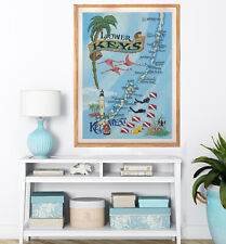 Key West Map Wall | Beach Decor Print | Vintage Style Florida Beach Art | Scuba