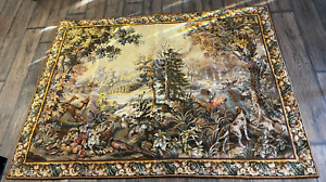 LARGE BEAUTIFUL FRENCH WALL HANGING TAPESTRY VERDURE WILD LIFE 75