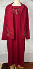 Sag Harbor Womens Dress &Jacket 2 Pieces Size 16W Red Wine Embroidered Maxi