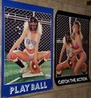 VTG 80S SEXY HOT BASEBALL GLAMOUR PINUP POSTER MODEL BABE'S NY YANKEES T & A !!!