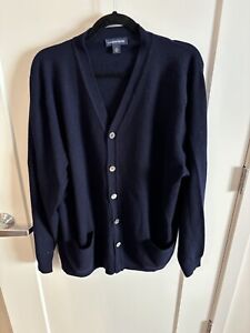 Vintage 100% Cashmere Navy Blue Cardigan Pockets Oversized Sweater XL