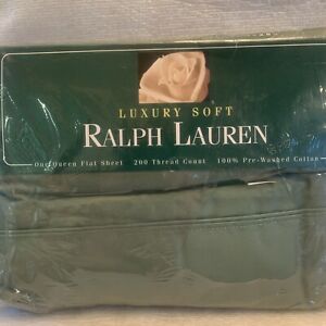 New ListingVTG Polo Ralph Lauren Queen Flat Sheet Sage Dark Green One USA  Cotton New
