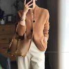 Women's Cardigan 100% Cashmere Sweater Long Sleeve Half High Collar Sweater 2024