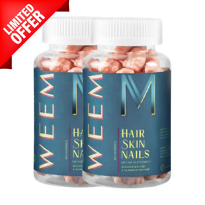 WEEM Hair Skin and Nails Gummies Supports Fast Healthy Hair Vegan Biotin 2 Pack